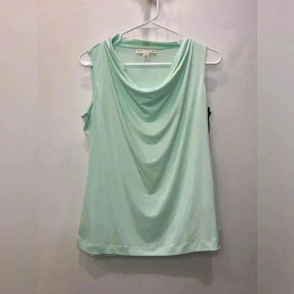 Emaline Green Sleeveless Drapes Collar Blouse - Size S​